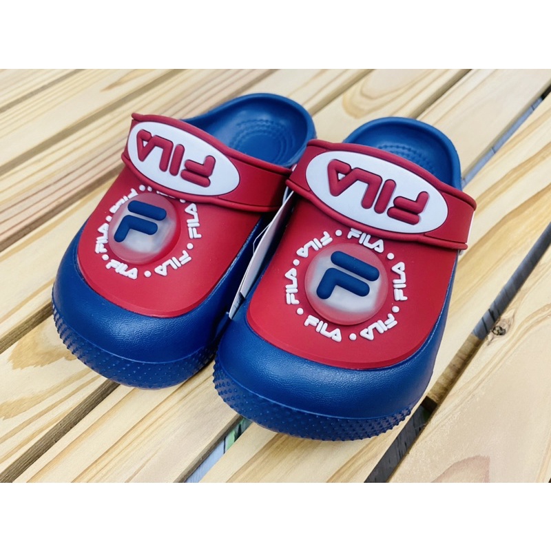 《FILA》兒童 電燈園丁鞋 紅藍 7-S452W