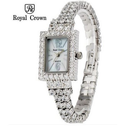 義大利Royal Crown 羅亞克朗- 氣質名媛 鑲崁滿鑽鋯石腕錶 RC手鍊錶