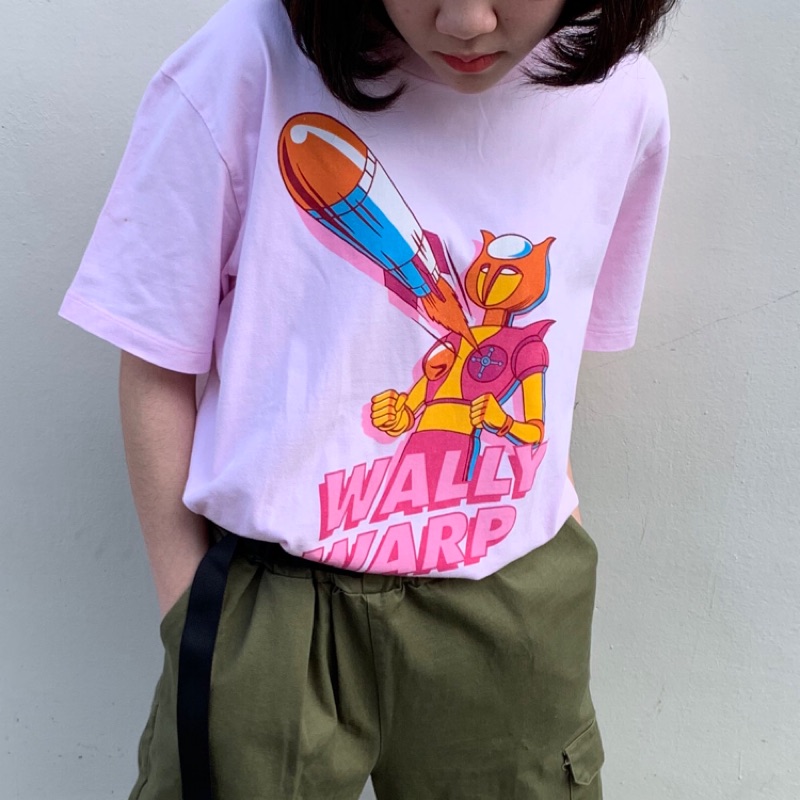 古著 Wally warp 粉紅色卡通短袖