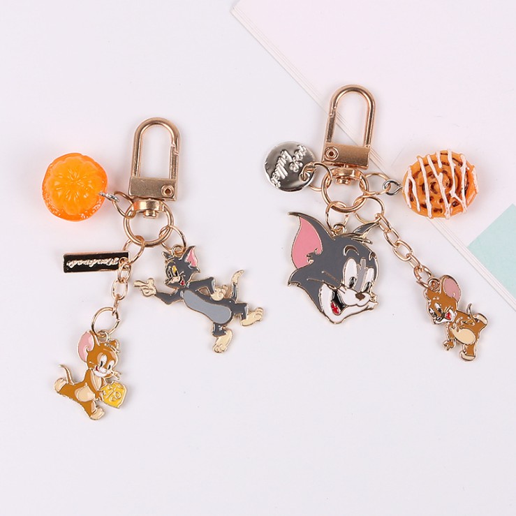 貓和老鼠 AirPods保護套掛飾 湯姆貓鑰匙圈吊飾 傑利鼠鑰匙扣 情侶鑰匙圈 包包掛件