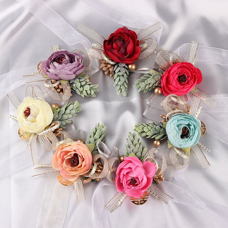 結婚手花新娘手腕花伴娘团森系姐妹手花伴郎新郎韩式胸针襟胸花结婚礼用品 蝦皮購物