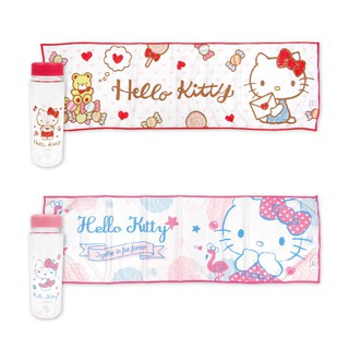【Sanrio三麗鷗】Hello Kitty涼感巾&水瓶組-海洋/糖果[水瓶500ml+運動巾30x100cm] 超值組