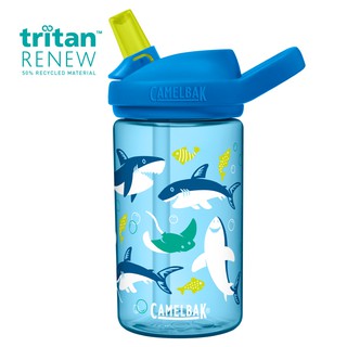 ｜享趣戶外｜《CamelBak》400ml eddy+ kids兒童吸管運動水瓶 鯊魚樂園(贈防塵蓋乙入)