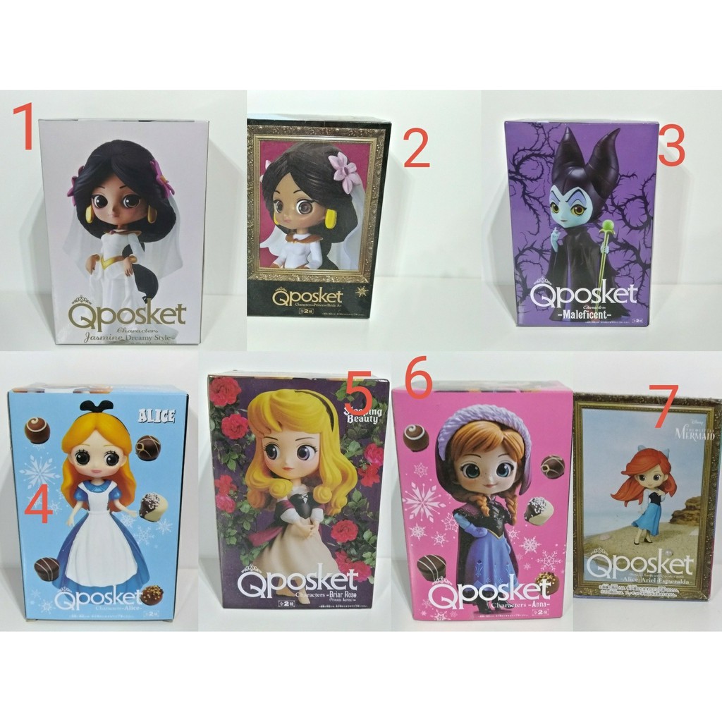 🔝Qposket迪士尼公主系列公仔🔝 皆有盒子~冰雪奇緣 安娜、美人魚、睡美人、茉莉公主、黑魔女、愛麗絲