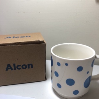 Alcon 愛爾康公司 全新 馬克杯 白底藍點點造型