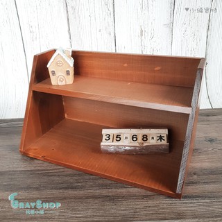 木製雙層收納架 壁掛式 現貨出清《GrayShop格蕾小舖》zakka 復古 桌面整理桌上 牆上掛飾 創意 木質置物