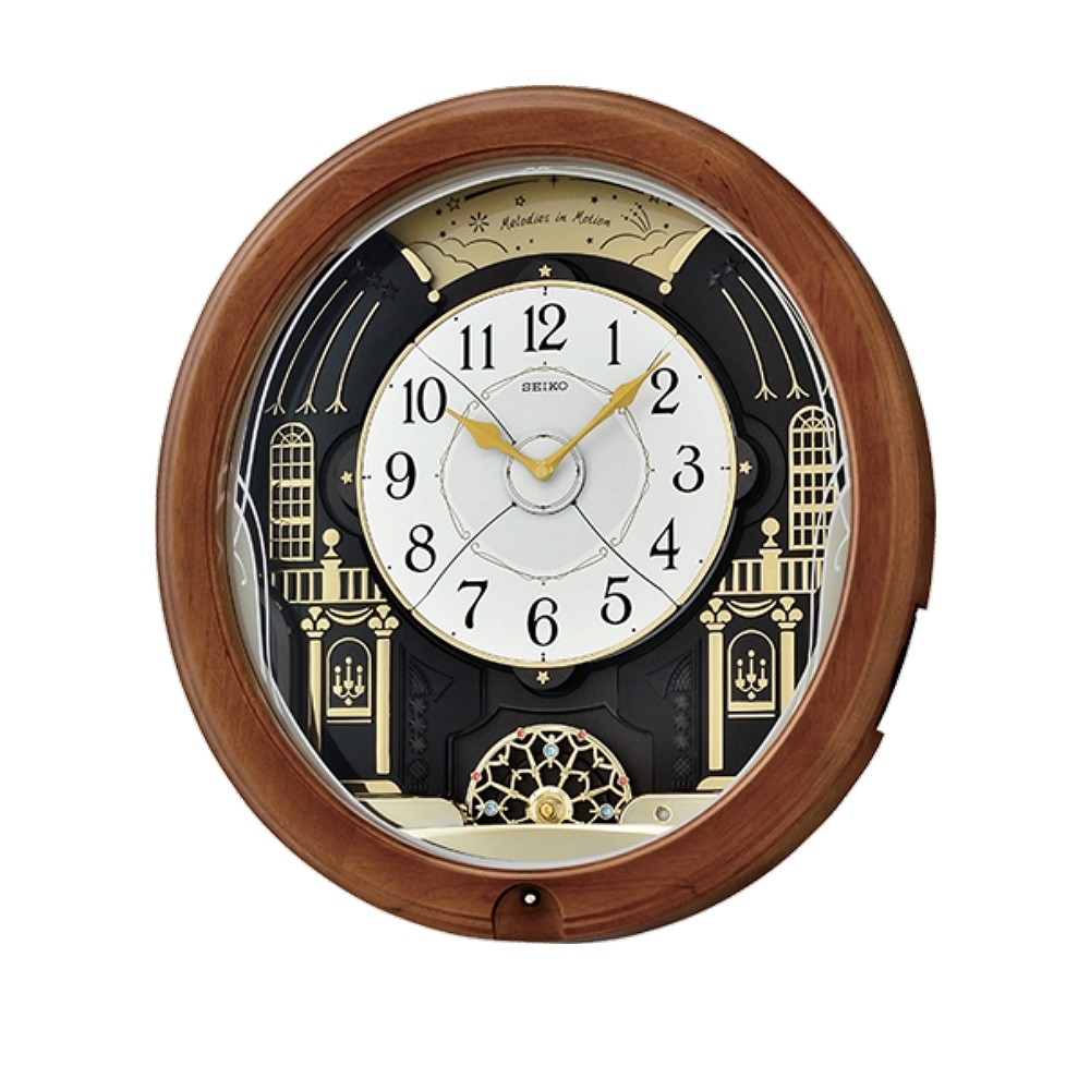 Pt蝦屏時計 日本精工seiko 光控音樂報時水晶擺飾木框時鐘掛鐘qxm3b Qxm3 蝦皮購物