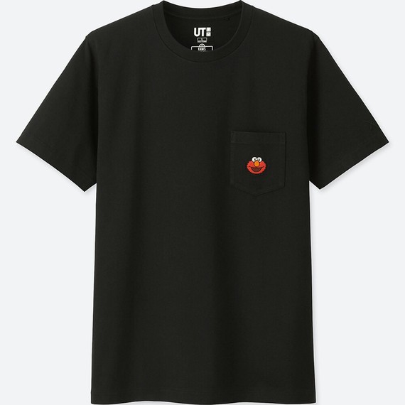 (現貨XXL) UNIQLO UT KAWS x Sesame Street - 口袋 T-Shirt - 紅毛怪