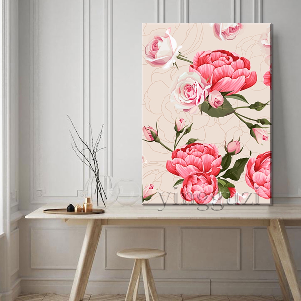 內附實拍圖 實木框畫中式牡丹花蝶戀花玫瑰花花開富貴花中之王居家裝飾客廳房間卧室壁貼壁畫生日禮物