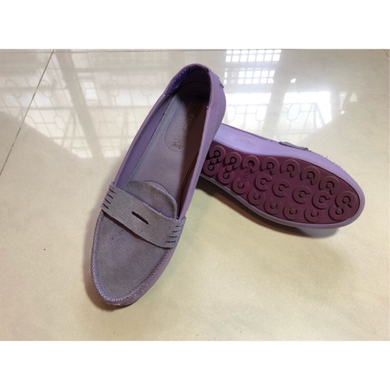 二手 日本 ccilu 豆豆鞋 紫色 麂皮 橡膠 雨鞋 24公分 38號 無鞋盒
