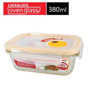 ♛BEING餐具♛LLG422T 樂扣380ML長方耐熱玻璃保鮮盒 長方保鮮盒 微波玻璃保鮮盒 排氣孔保鮮盒