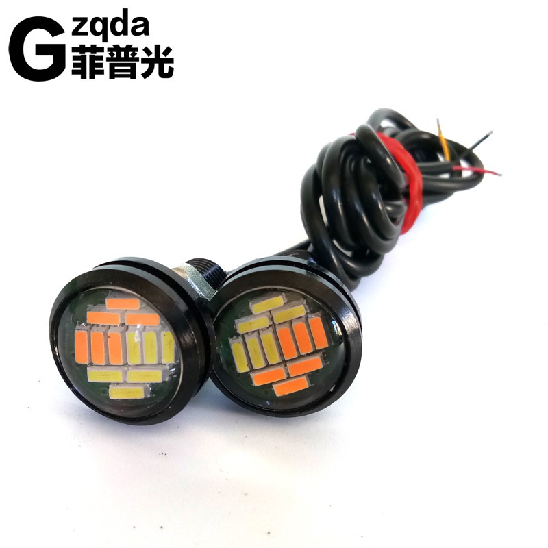 【工廠直銷】汽車led鷹眼燈23MM-4014 12燈超亮透鏡大功率摩托車機車鷹眼日行燈 倒車燈