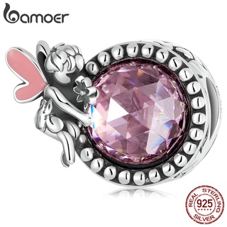 Bamoer 925 銀仙女珠, 帶有水晶時尚魅力, 用於 Diy 手鍊配件 BSC591