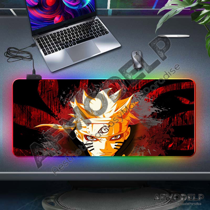 Naruto Shippuden Gaming Mousepad with Box RBG Lightning Glow