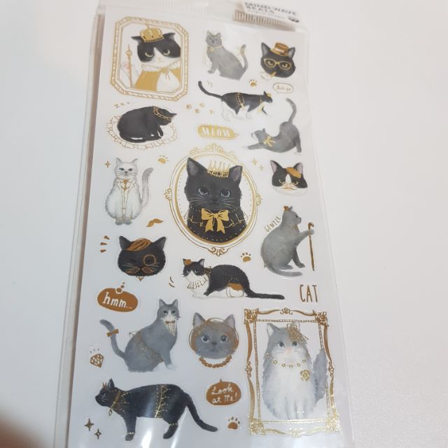 日本製黑貓灰貓白貓賓士貓貴族貓貼紙文具