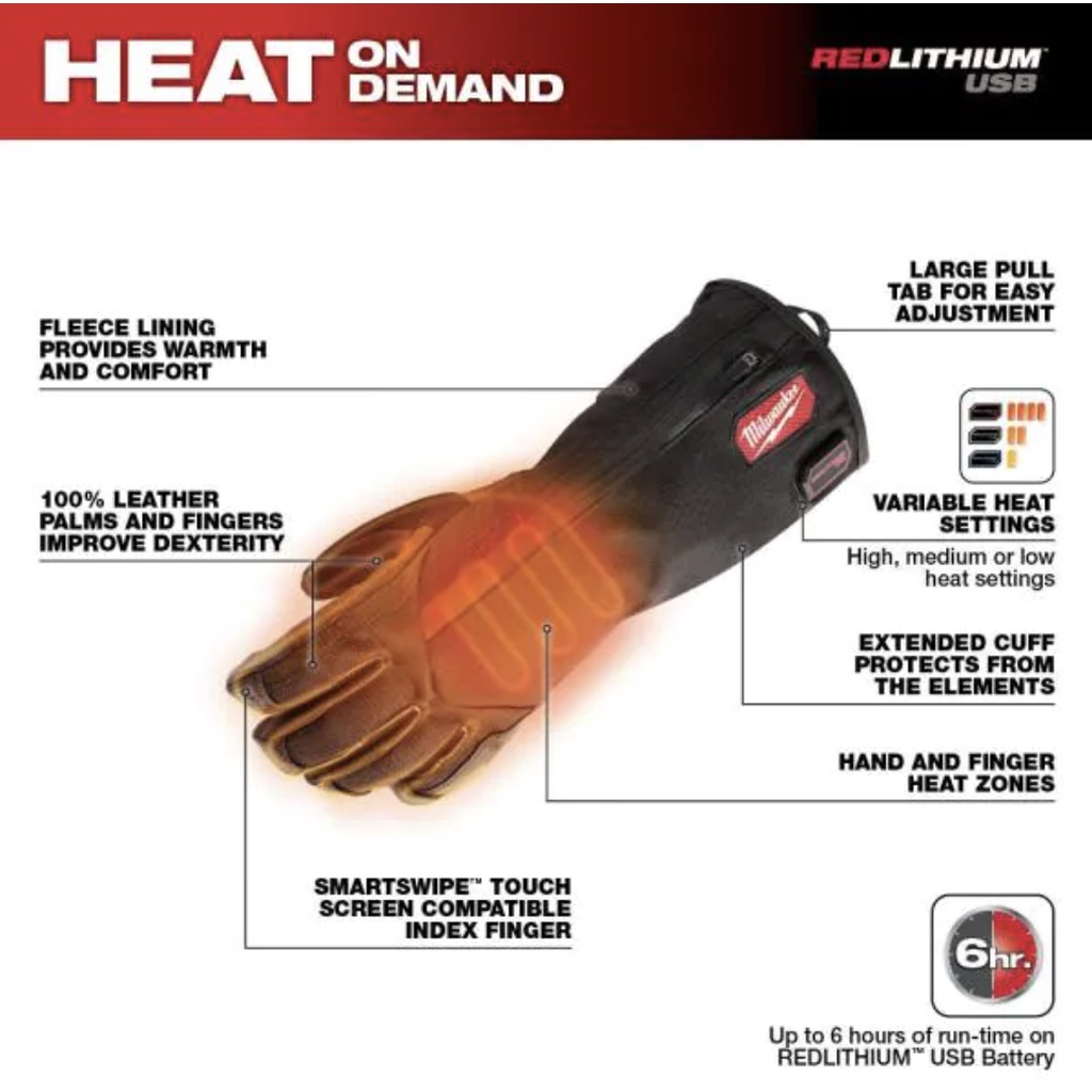 美沃奇米沃奇 發熱工作手套 防寒手套  REDLITHIUM™ USB 工作手套 加熱手套 保暖手套