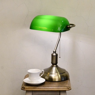 經典款鐵製底座綠色銀行桌燈|Harrison手工玻璃圖書館燈