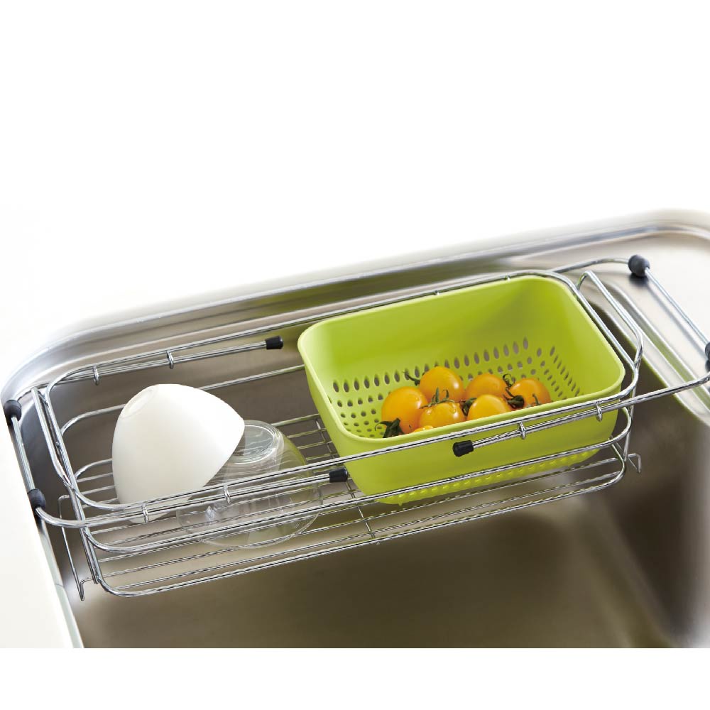 日本ASVEL流理台碗盤餐具伸縮瀝水架/ 廚房收納 清潔乾燥 收納架 銀離子抗菌