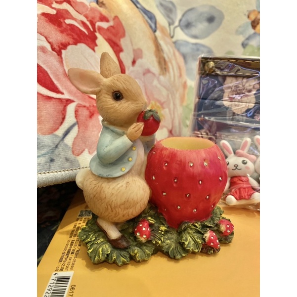 妮娜花園～療癒🍁全新 彼得兔Peter rabbits及可愛小兔家飾擺件9件，柔美地墊皇家藍面紙盒草莓果叉筒（筆筒）貼紙