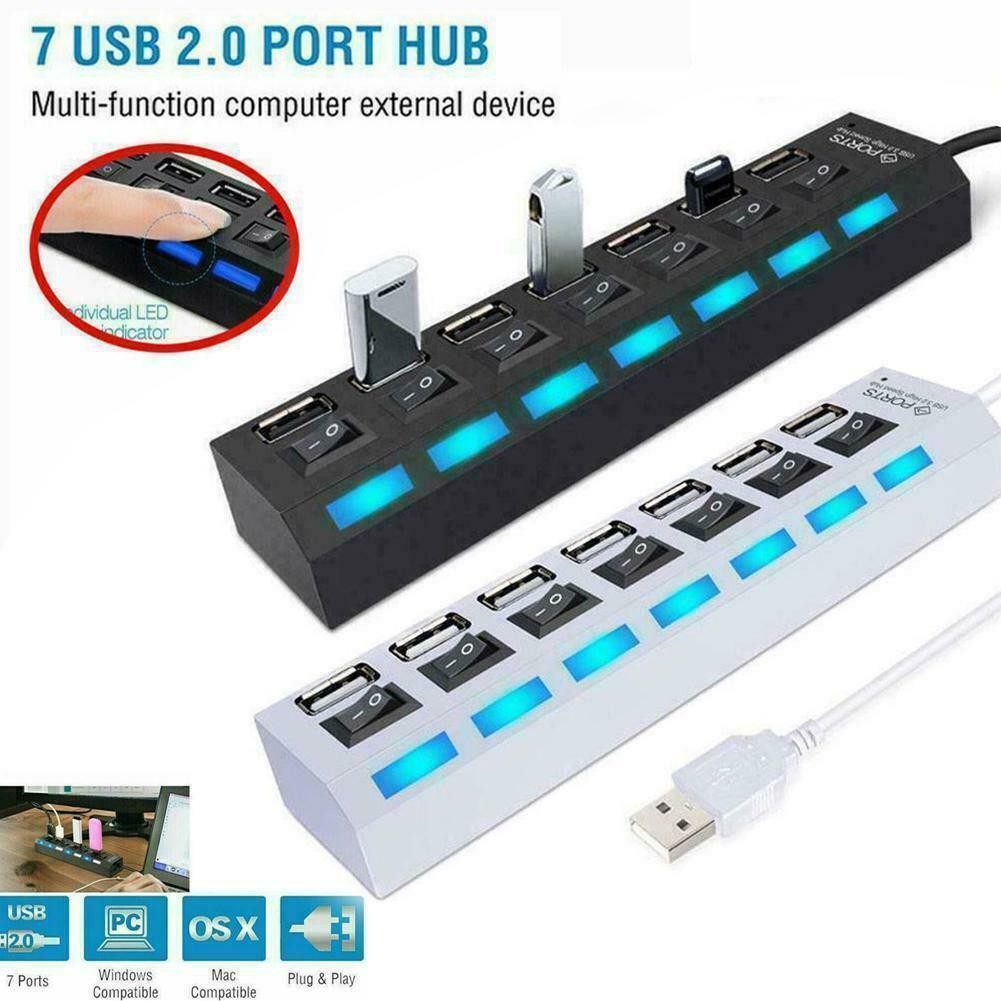 Usb分线器集線器充電器開關分配器電源ac適配器7端口pc筆記本電腦台式機擴展器7口分線器 蝦皮購物