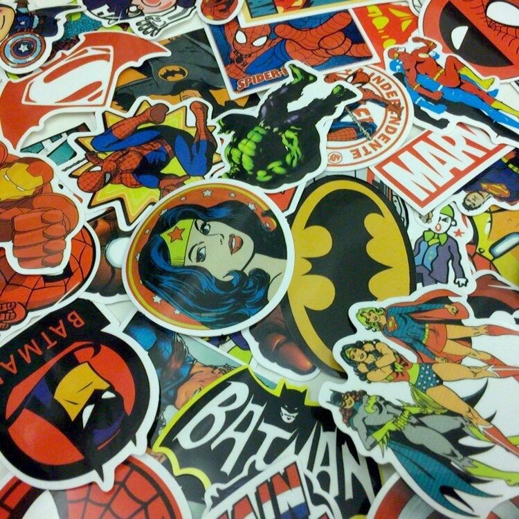 漫威 正義聯盟 DC 復仇者聯盟 超人 鋼鐵人 神力女超人 蜘蛛人 蝙蝠俠 浩克 美國隊長 行李箱貼紙 吉他貼紙 貼紙