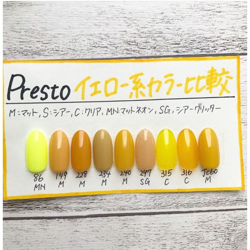 🔥非常活力驚人的黃色系🔥日本Presto 美甲凝膠 現貨
