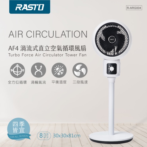 RASTO AF4 倉庫現貨 領卷9折 一年保固 燦坤同款 風扇 立扇 循環扇 電風扇 電扇 渦流式 空氣循環 循環風扇