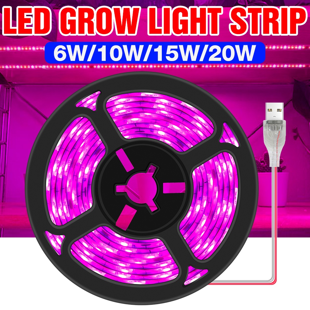 USB全光譜植物燈LED植物膠帶照明5V柔性植物燈條防水植物燈泡水培燈SMD