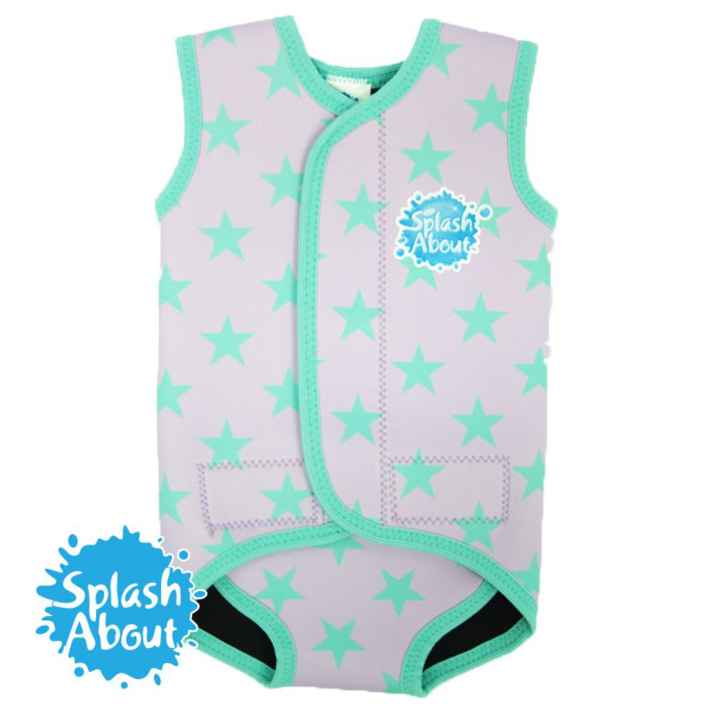 《Splash About 潑寶》BabyWrap 包裹式保暖泳衣-活力滿天星/粉紫
