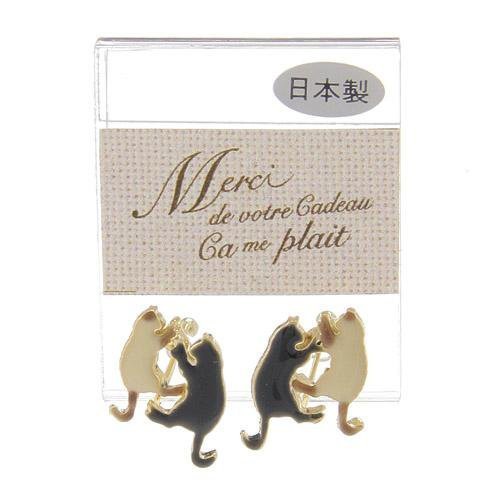 Followv 日本飾品merci 現貨 棕貓 黑色貓咪調皮玩耍攀爬樂上班約會必戴日本製造金屬耳夾耳環絕版 蝦皮購物