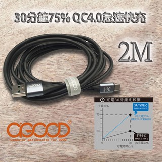 【A-GOOD】5A全相容Type-C閃充傳輸線-2M