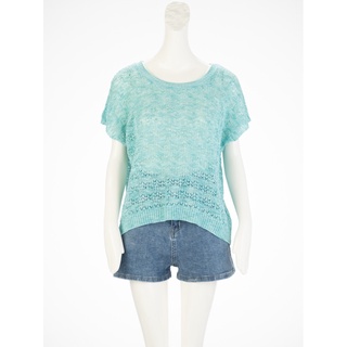 O-LIWAY 臺灣製 MIT 混棉扇形手鉤紋罩衫式針織上衣