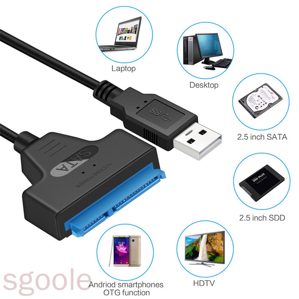 Sata 3 電纜 Sata 到 USB 適配器 6Gbps 用於 2.5 英寸外置 SSD HDD 硬盤驅動器 22