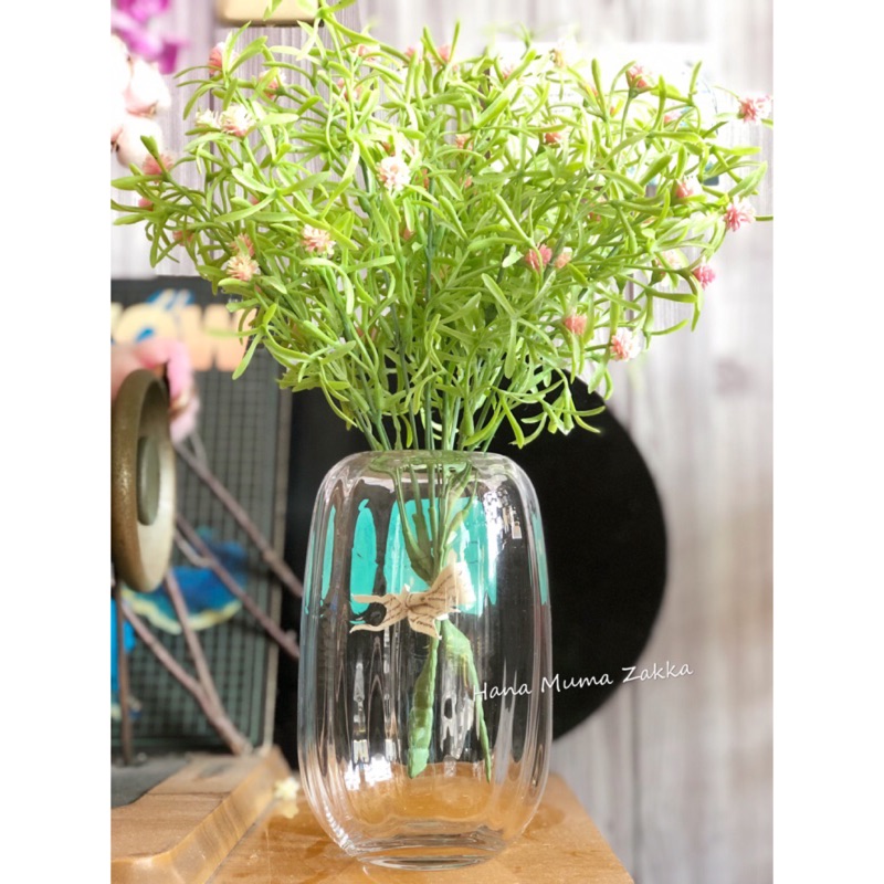 玻璃 透明 條紋 花瓶 花器 仿真花 插花 簡單 耐看 批發 裝飾 佈置 鄉村風 北歐風 花木馬 餐廳 塑膠花 水培