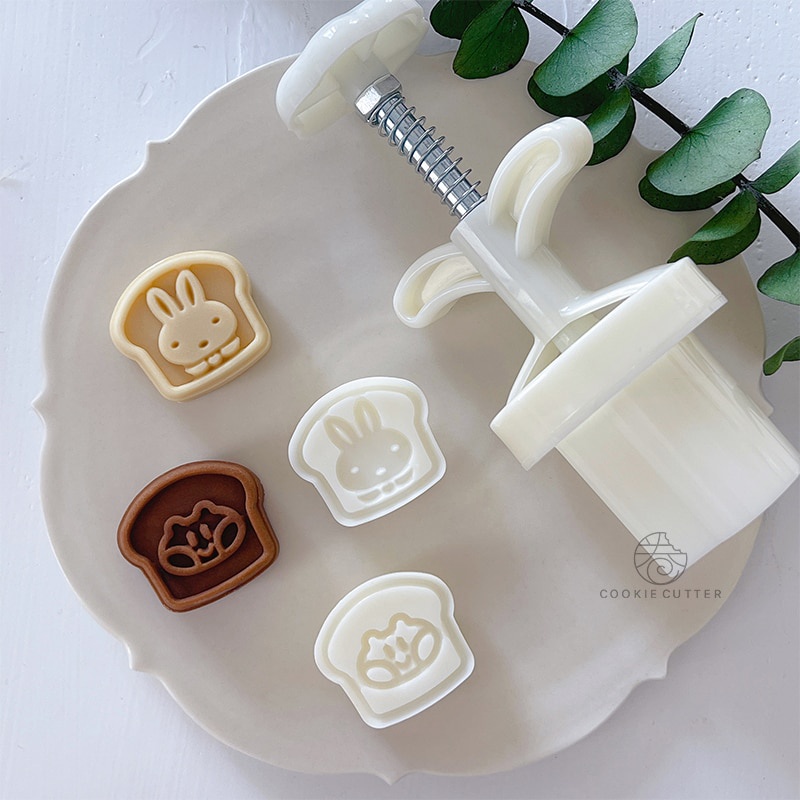 2 件 / 套 20 克迷你吐司兔子松鼠圖案月餅模具中秋節糕點甜點 3D 手壓烘烤模具