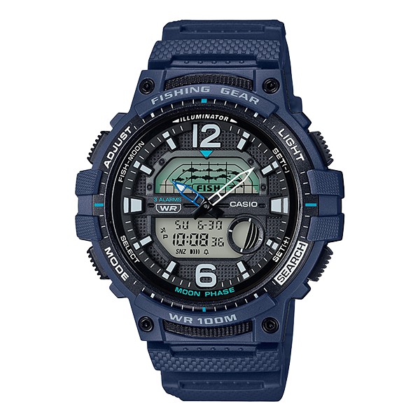 【CASIO】10年電力魚汛月相運動雙顯男錶-綠 WSC-1250H-2A 台灣卡西歐保固一年