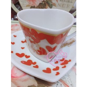 ♥小玫瑰日本精品♥三麗鷗 Hello Kitty 心型馬克杯盤組~8