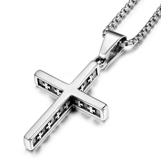 【CSP757】精緻個性歐美復古宗教十字架鑄造鈦鋼墬子項鍊/掛飾