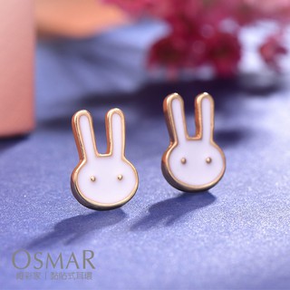 絢彩家【OSMAR】童趣卡通兔兔 無耳洞黏貼式耳環 附10對貼紙補充包 貼耳式