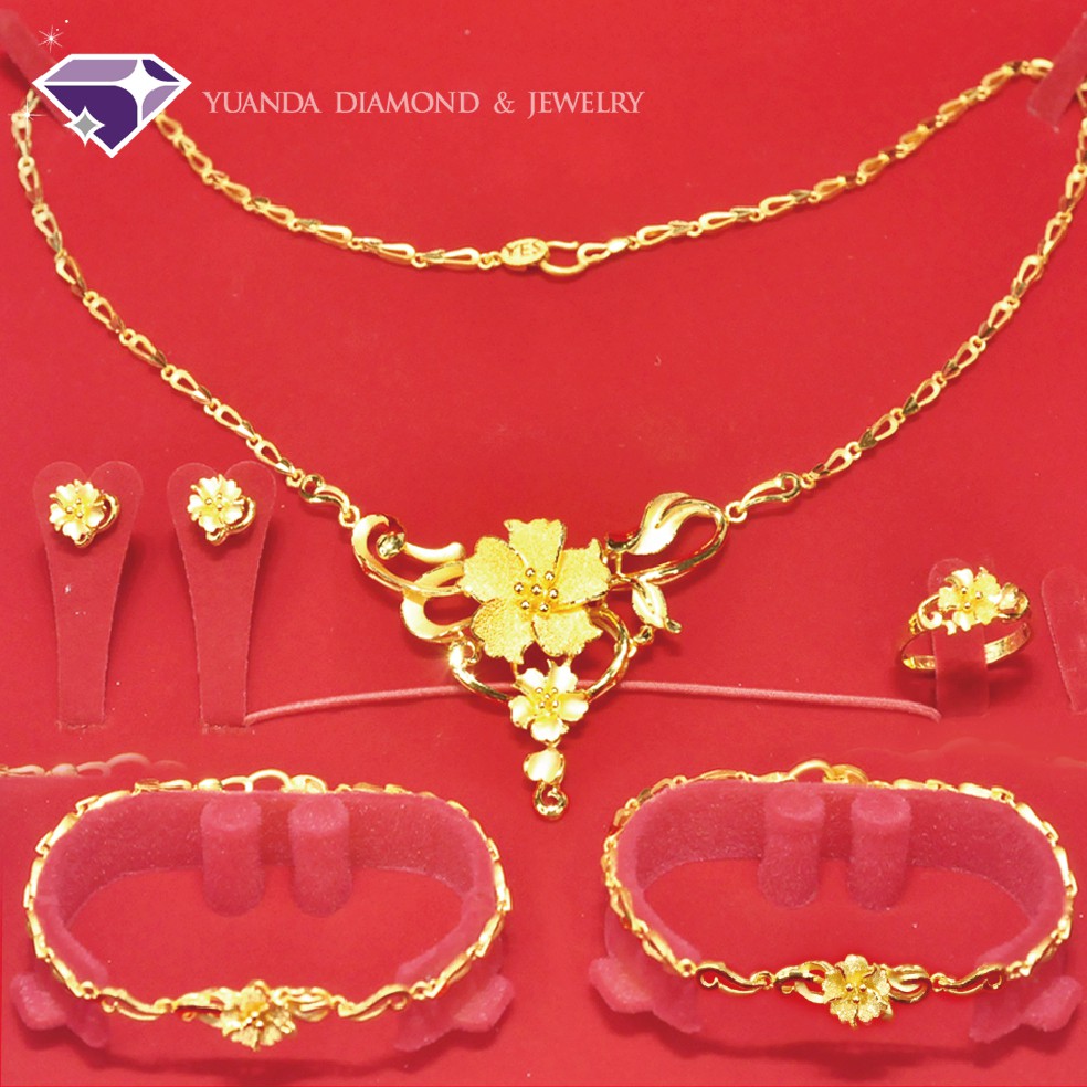 【元大珠寶】『囍悅』結婚黃金套組 戒指、手鍊、項鍊、耳環-純金9999國家標準