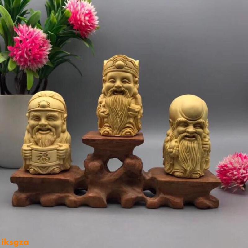 黄楊木 木彫り  純手作り.福禄寿 Q版O 黄楊木 木彫り 純手作り.福禄寿 Q版O
