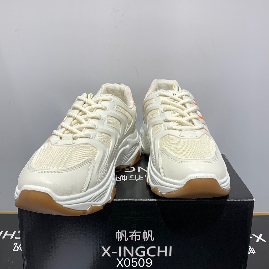 X-INGCHI 女款米橘色增高厚底休閒鞋 X0509