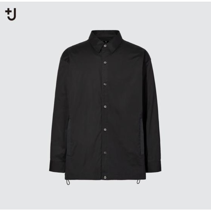 (二手衣) uniqlo 男裝 +J 寬版襯衫式 布勞森外套 BLACK M