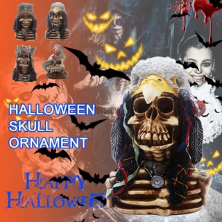 【現貨】·Halloween Skull Ornament Resin Skull Head Skeleton Craf