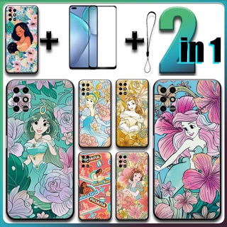 2 合 1 適用於 Infinix Note 8 手機殼帶鋼化玻璃陶瓷螢幕保護膜公主