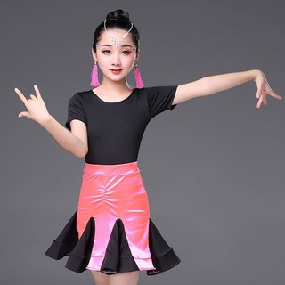5cgo【鴿樓】春夏新拉丁舞練功服兒童分體長袖拉丁裙女童拉丁舞服裝考級表演出優雅時尚兒童舞衣576763858054