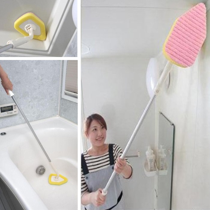 散貨出清↘下殺 日本製 SANKO V型浴室清潔刷-粉色  縫隙地板刷 瓷磚刷 伸縮刷 清潔海綿