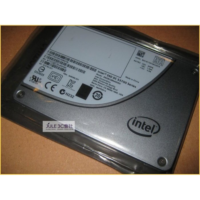 JULE 3C會社-INTEL SSD S3700 400GB 400G 企業級/保內/2.5/SATA 3 硬碟