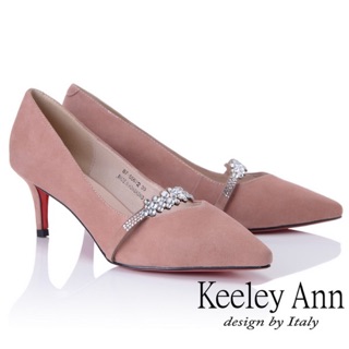 【Keeley Ann】高貴典雅~唯美水鑽腳背帶全真皮中跟鞋婚鞋