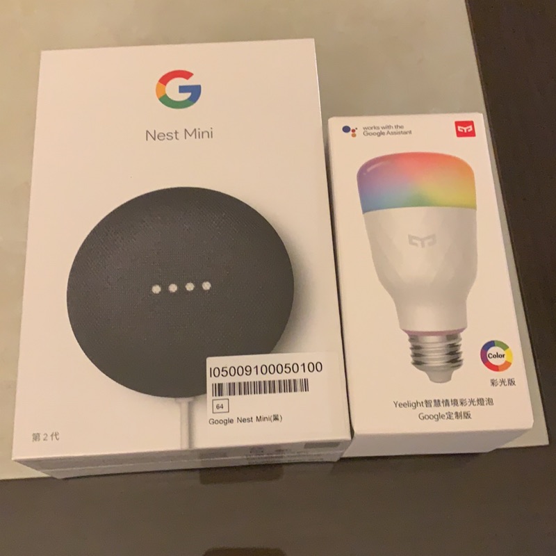 Google Nest Mini 第二代智慧音箱+yeelight智慧燈炮